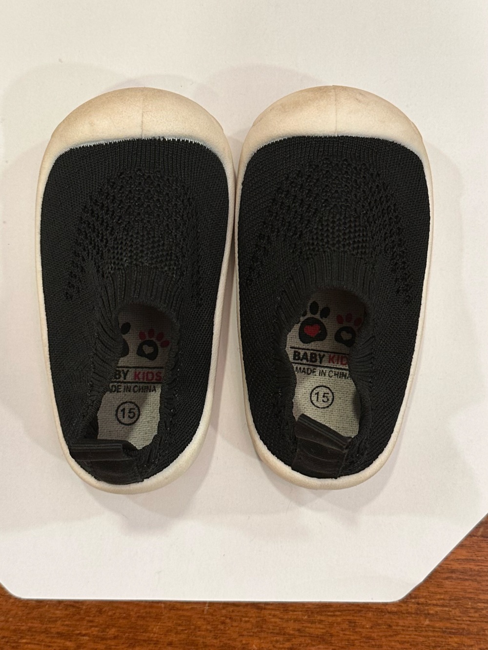 Black Slip-On Knit Baby Shoes, EU 15 (0-3 Months)